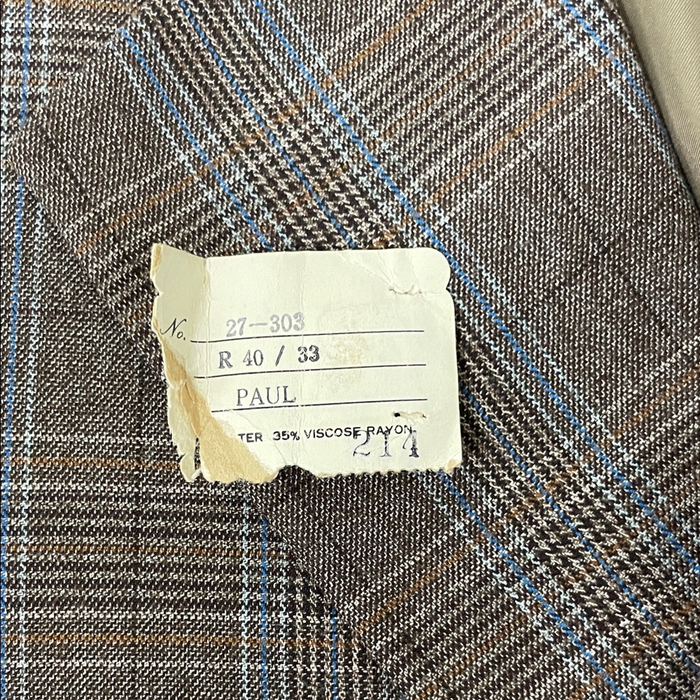 Vintage Brown and Blue Plaid Men's Blazer - Picture 7 of 10